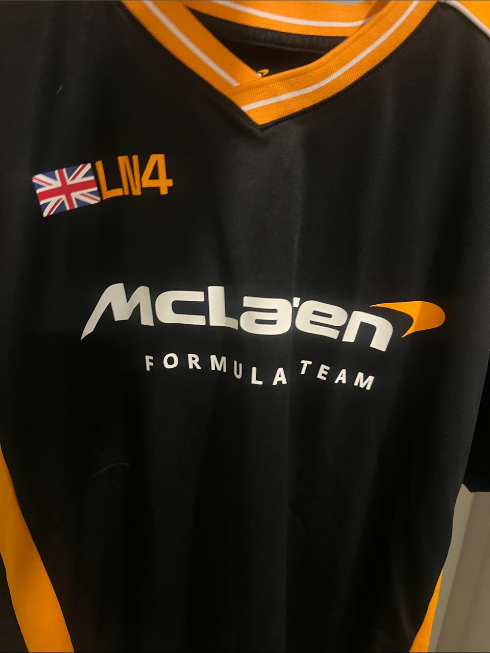 Hollister Black and Orange McLaren Formula Team Shirt